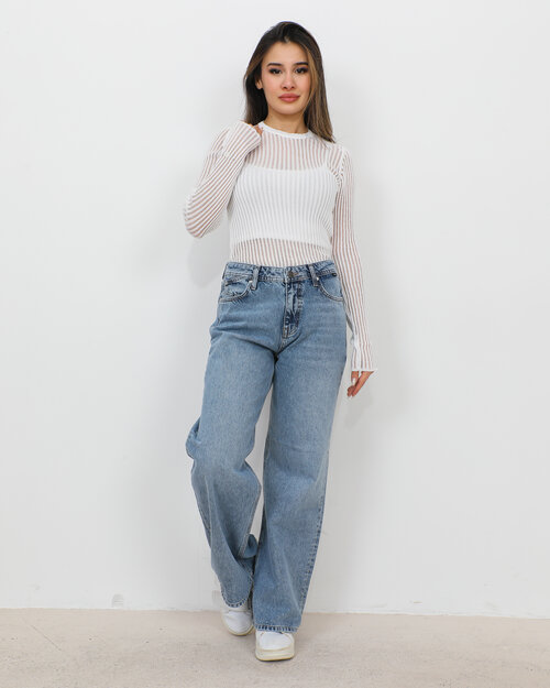 Pullover en Maille Transparent Blanc Alexia