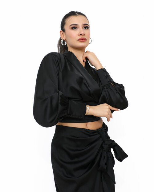 Jupe Longue Satin Noir Fanny