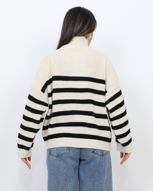 Pull En Maille  Blanc Marine