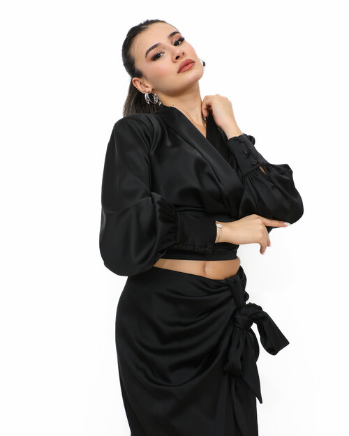 Chemise Cache-Coeur  Noir Fanny