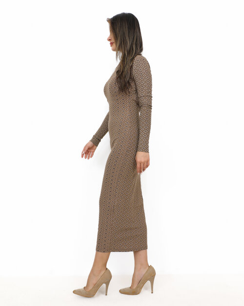 Robe Longue Moulante Camel Bella