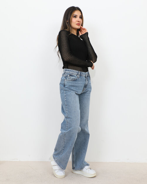 Pullover en Maille Transparent Noir Alexia