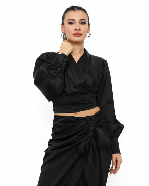 Jupe Longue Satin Noir Fanny