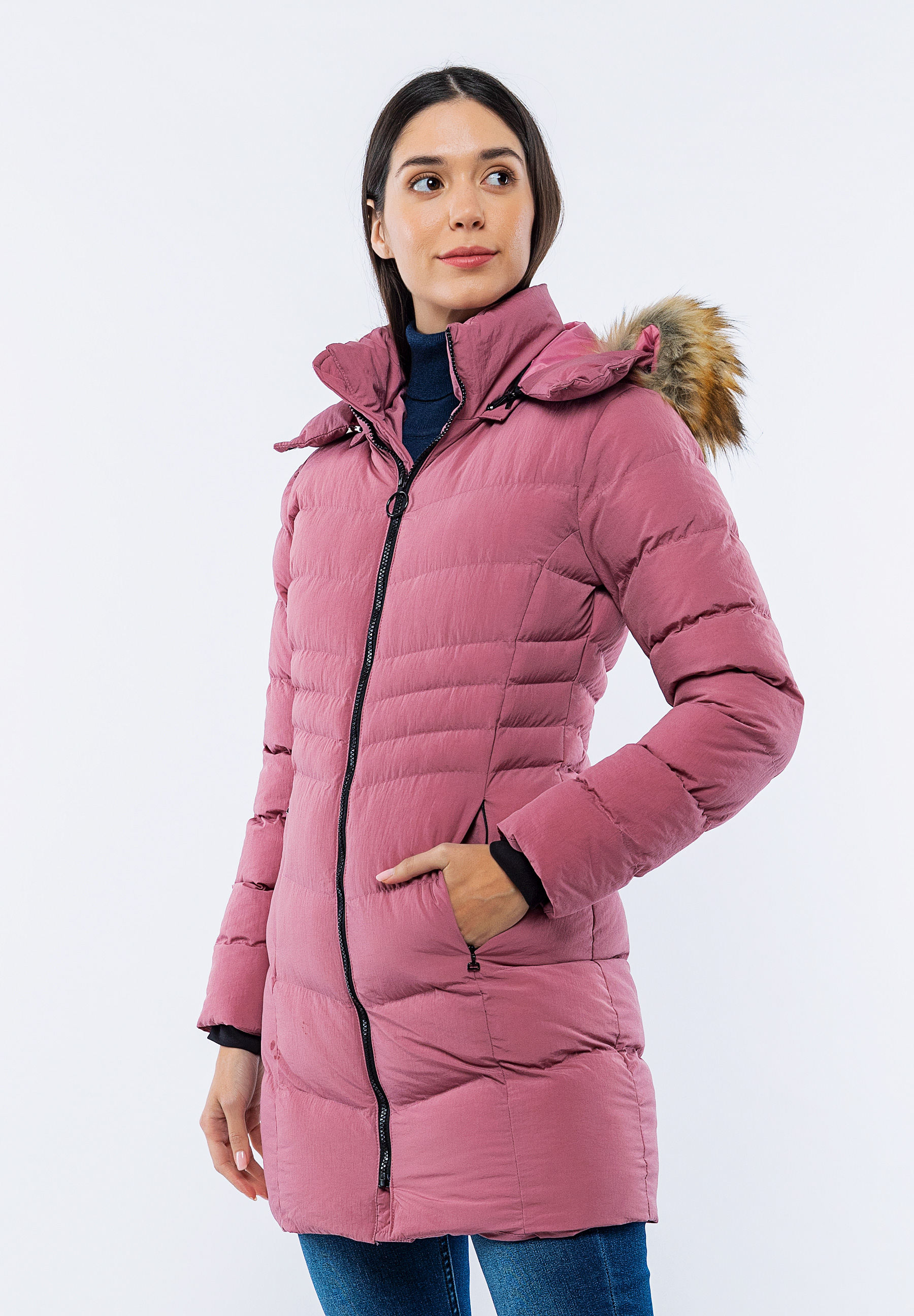 Doudoune Longue Rose Asma