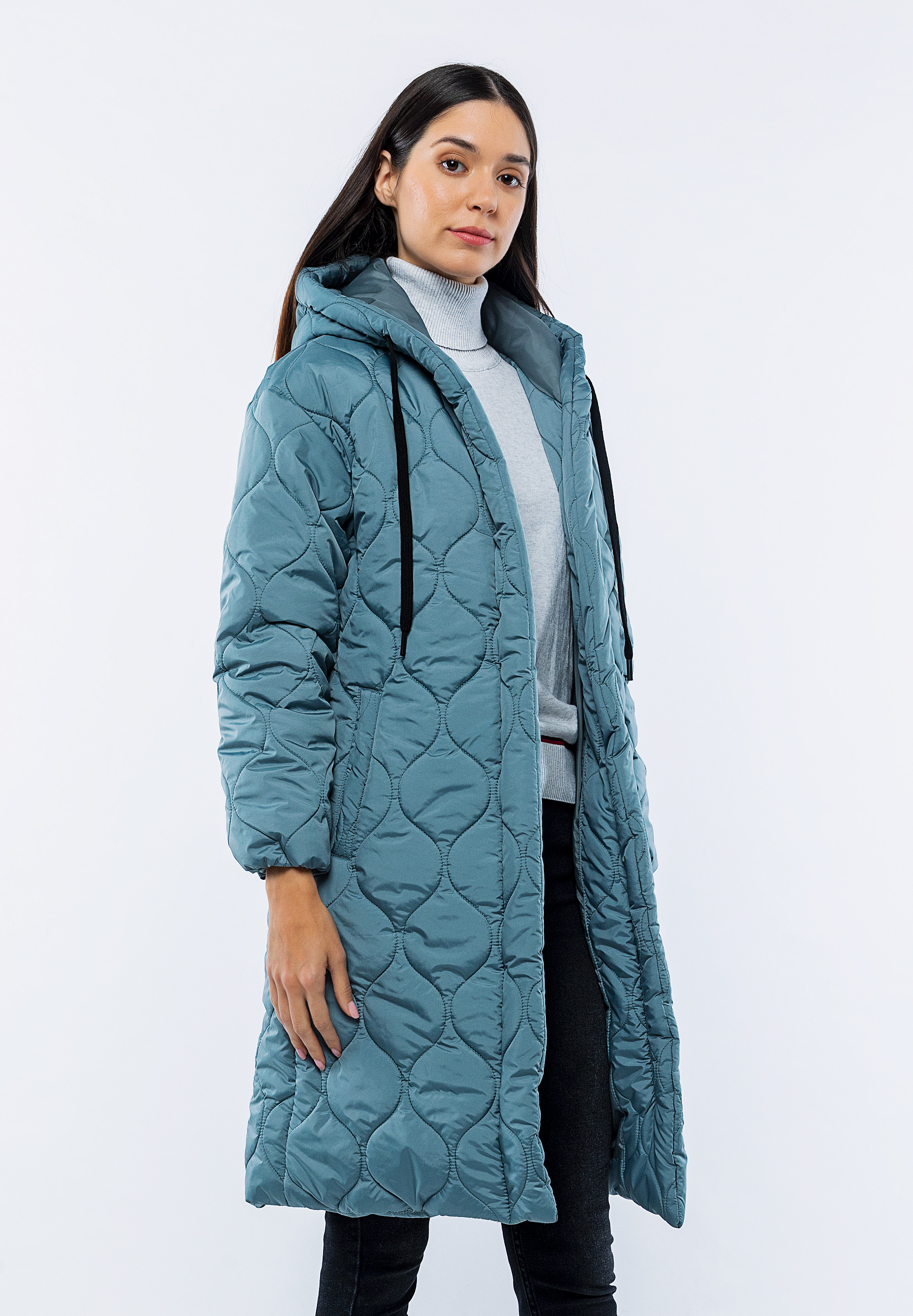 Doudoune Longue Bleu Claire Jade