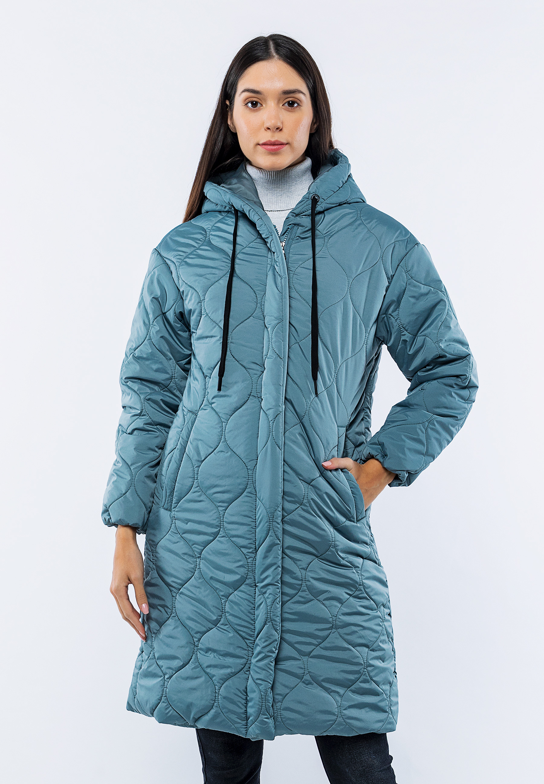 Doudoune Longue Bleu Claire Jade