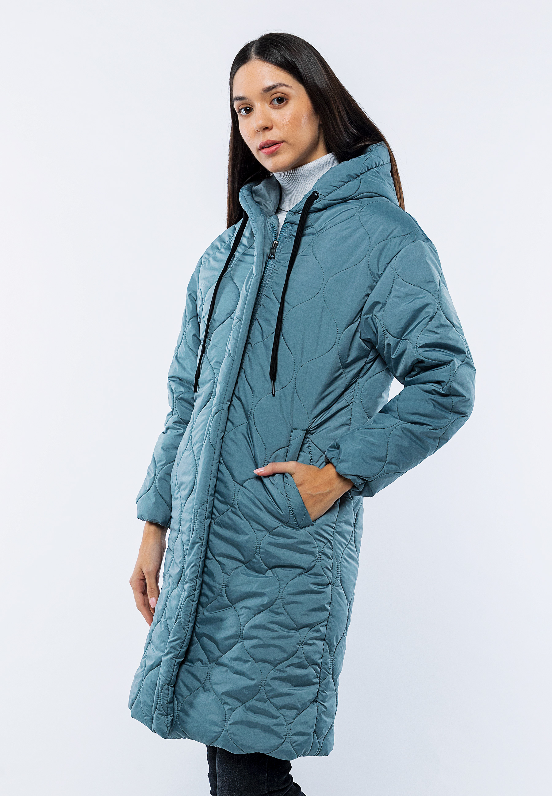 Doudoune Longue Bleu Claire Jade