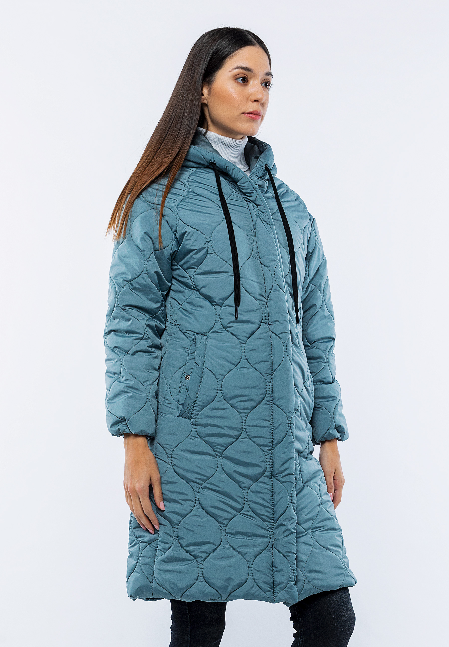 Doudoune Longue Bleu Claire Jade