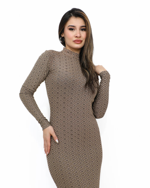 Robe Longue Moulante Camel Bella