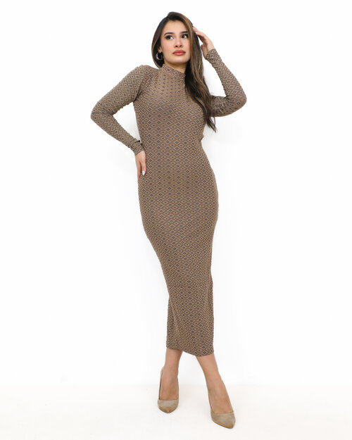 Robe Longue Moulante Camel Bella