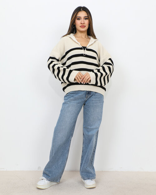 Pull En Maille  Blanc Marine