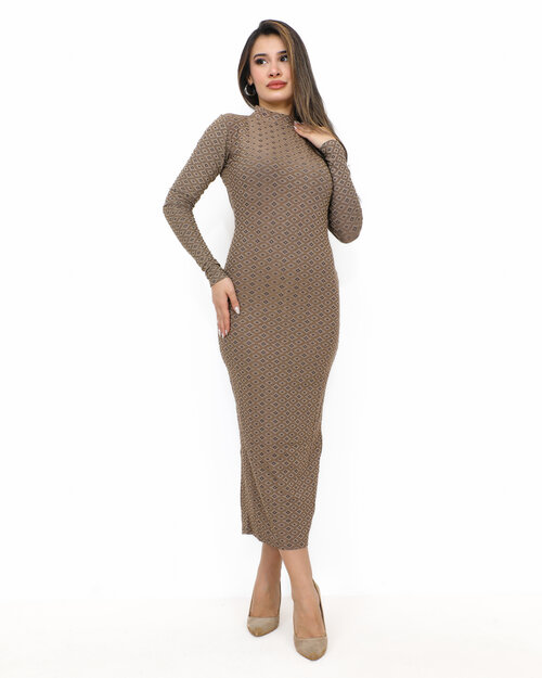 Robe Longue Moulante Camel Bella